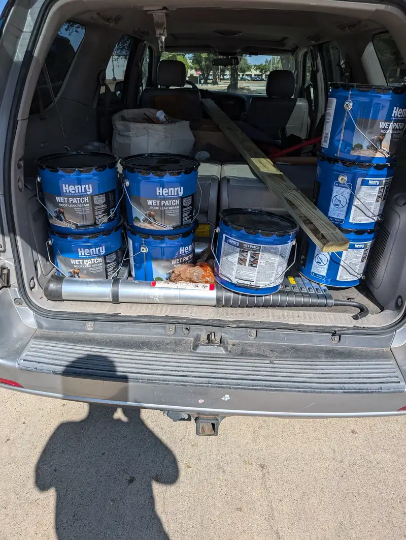 Roof coating materials on site